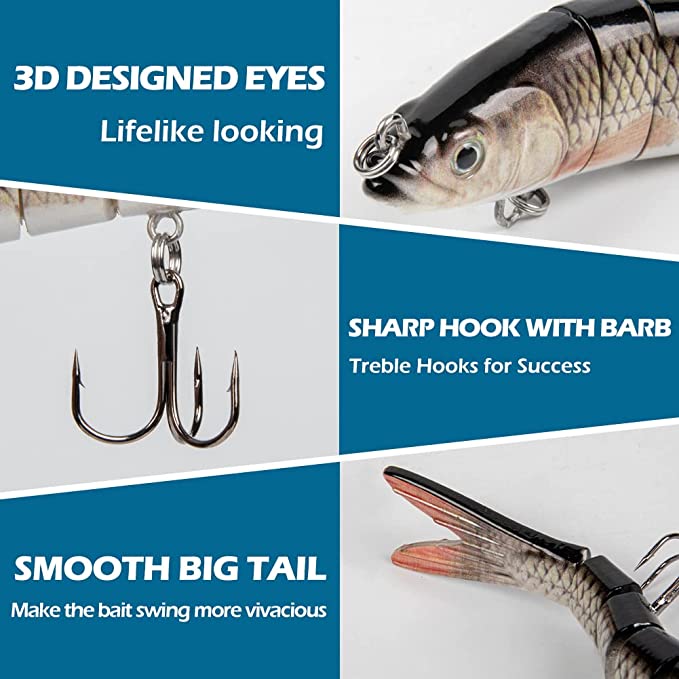 GOANDO Fishing Lures Topwater for Bass Trout Lifelike Multi Jointed Swimbaits Fishing Accessories Slow Sinking Swimming Bass Fishing Lure for Freshwater or Saltwater Fishing Gifts for Men