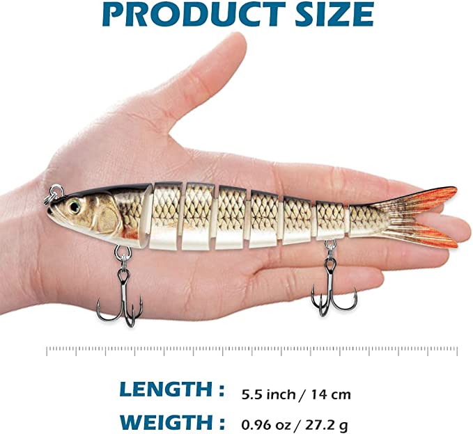 GOANDO Fishing Lures Topwater for Bass Trout Lifelike Multi Jointed Swimbaits Fishing Accessories Slow Sinking Swimming Bass Fishing Lure for Freshwater or Saltwater Fishing Gifts for Men