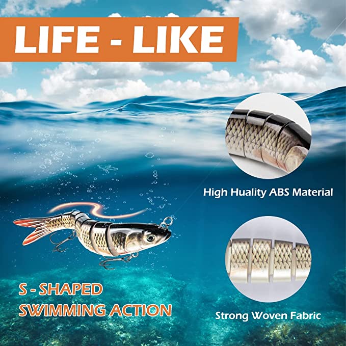 GOANDO Fishing Lures Topwater for Bass Trout Lifelike Multi Jointed Swimbaits Fishing Accessories Slow Sinking Swimming Bass Fishing Lure for Freshwater or Saltwater Fishing Gifts for Men