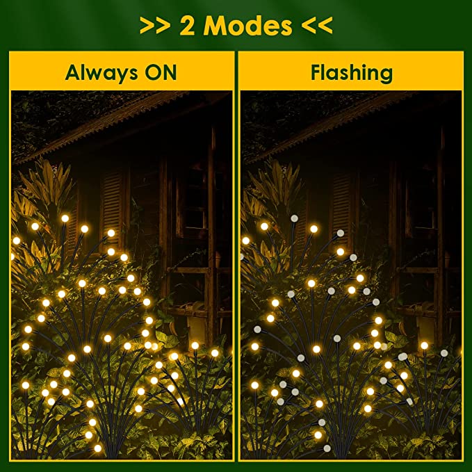 GOANDO Solar Garden Lights 48 LED Firefly Lights 4 Pack Solar Outdoor Lights Waterproof Starburst Swaying Garden Decor Lights for Yard Patio Pathway Decoration