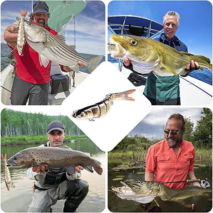 GOANDO Fishing Lures Topwater for Bass Trout Lifelike Multi Jointed Swimbaits Fishing Accessories Slow Sinking Swimming Bass Fishing Lure for Freshwater or Saltwater Fishing Gifts for Men