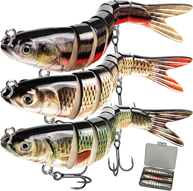 GOANDO Fishing Lures Topwater for Bass Trout Lifelike Multi Jointed Swimbaits Fishing Accessories Slow Sinking Swimming Bass Fishing Lure for Freshwater or Saltwater Fishing Gifts for Men