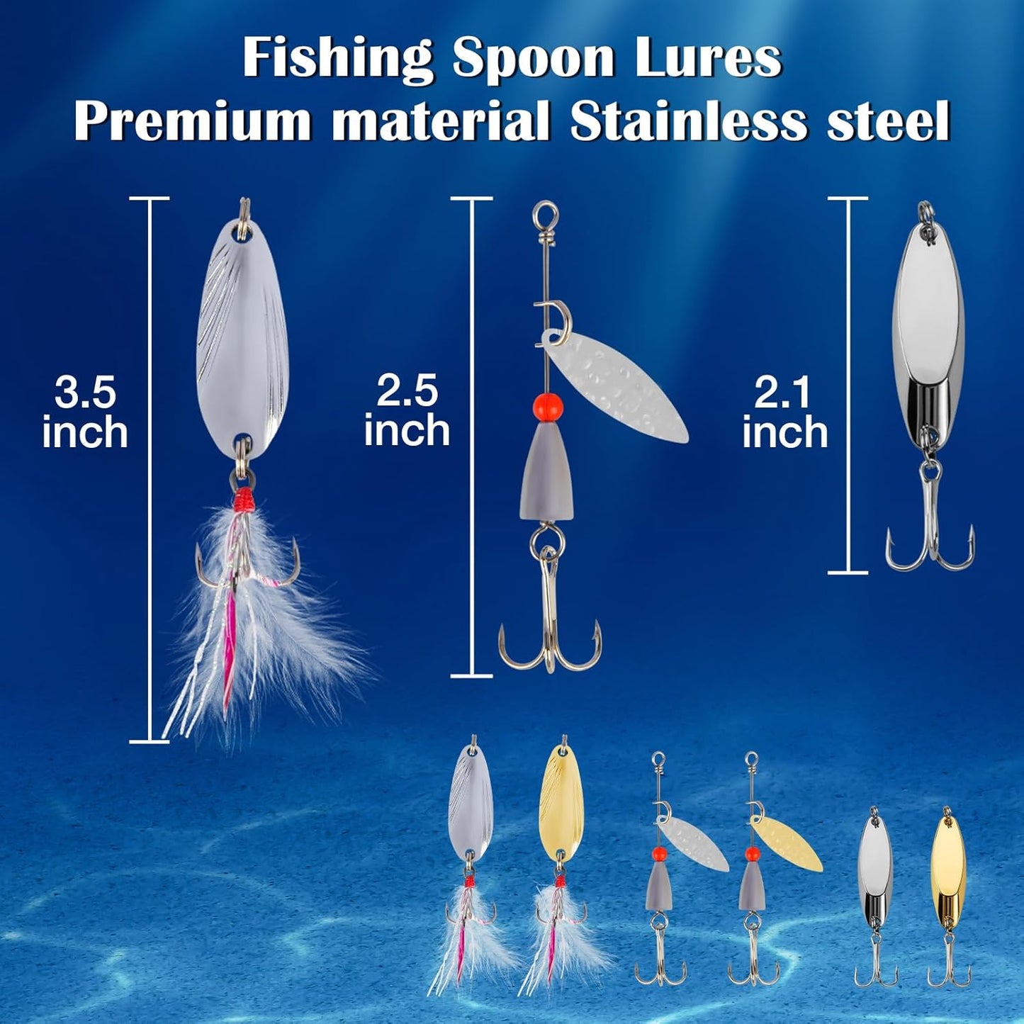 Fishing Lures Kit for Freshwater Bait Tackle Kit for Bass Trout Salmon Fishing Accessories Tackle Box Including Spoon Lures Soft Plastic Worms Gifts for Men