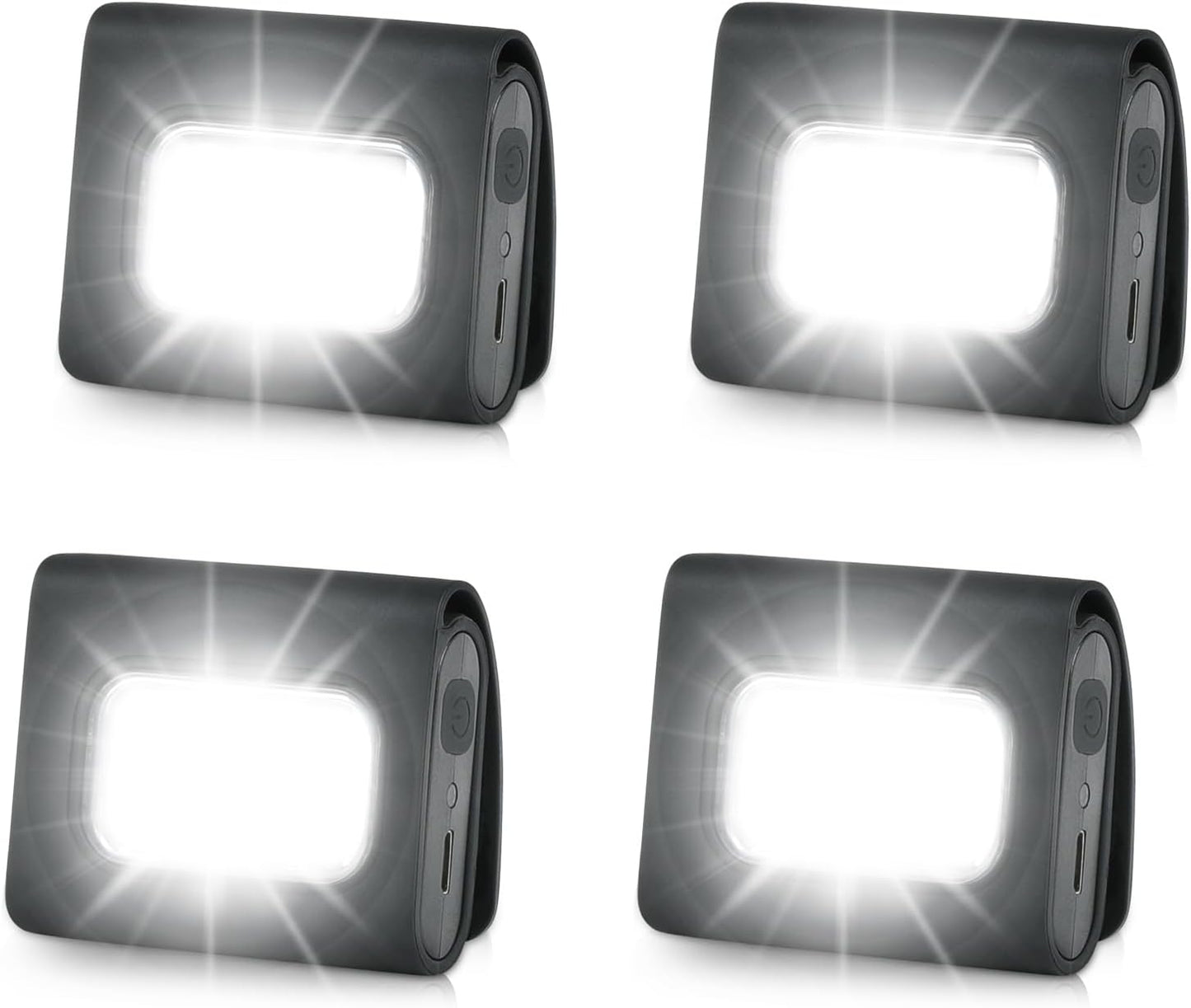 GOANDO 2 Pack Safety Jogging LED Light, Black, Water Resistant, 4 Modes, USB Charging, Strong Magnetic Clip for Night Running, Walking, Hiking
