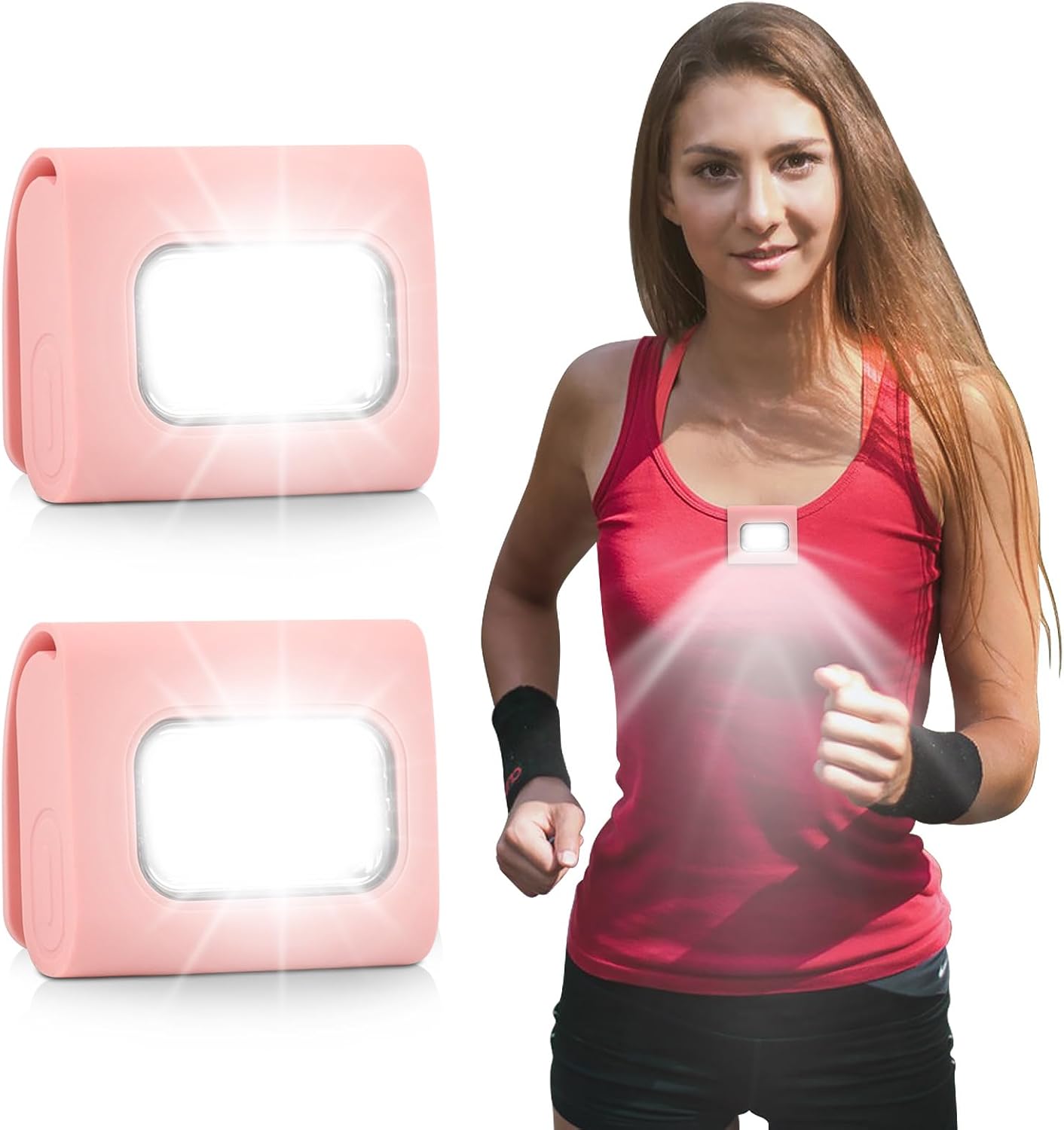 GOANDO 2 Pack Safety Jogging LED Light, Black, Water Resistant, 4 Modes, USB Charging, Strong Magnetic Clip for Night Running, Walking, Hiking