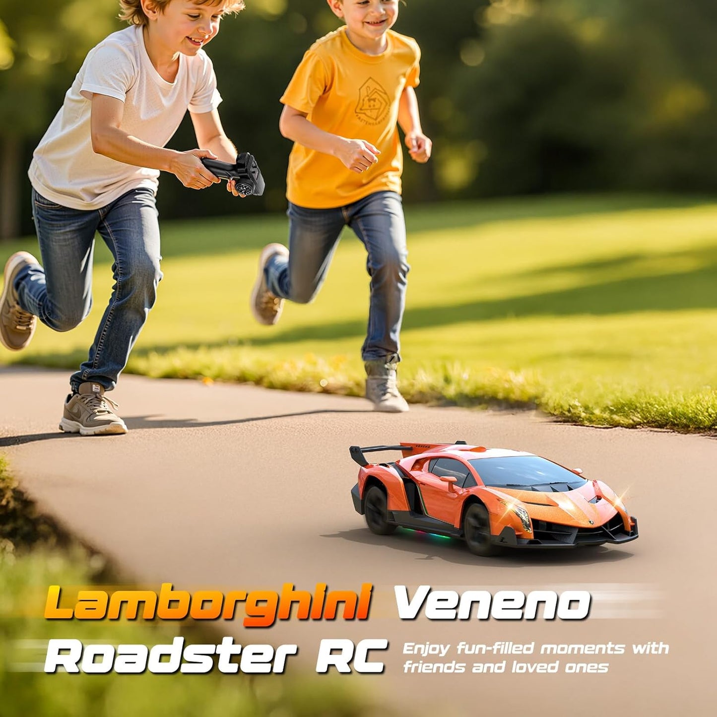 ENEPHE Lamborghini Remote Control Car Toy, Officially Licensed RC Drift Car 15Km/h with Underglow & Headlights, 1:24 Scale 2.4GHz, 2 Batteries 60 Min Play, RC Gift Toy for Boys & Girls Ages 3-12 & Adults