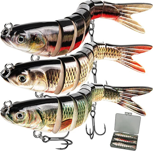 GOANDO Fishing Lures Topwater for Bass Trout Lifelike Multi Jointed Swimbaits Fishing Accessories Slow Sinking Swimming Bass Fishing Lure for Freshwater or Saltwater Fishing Gifts for Men