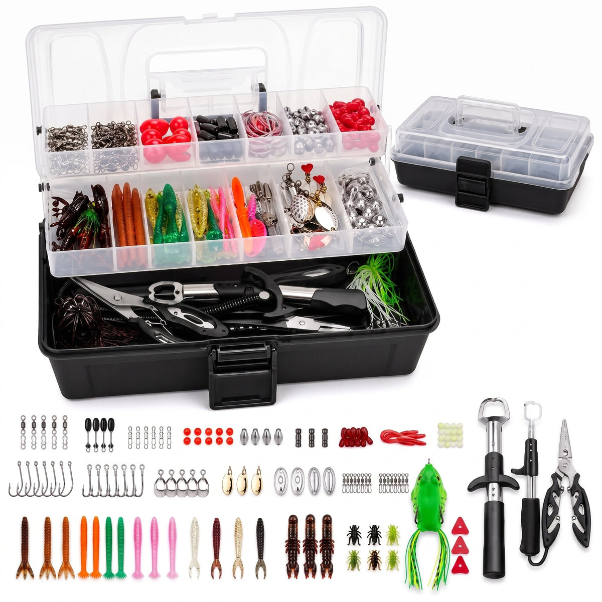 GOANDO Fishing Lures, 78pcs Fishing Gear Included Tackle Box for Bass/Saltwater/Trout/Worms, Fishing Gifts for Men