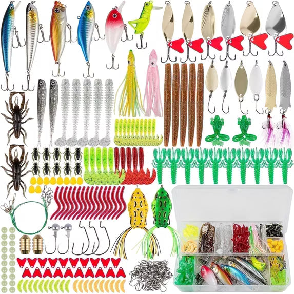 GOANDO Fishing Lures, 78pcs Fishing Gear Included Tackle Box for Bass/Saltwater/Trout/Worms, Fishing Gifts for Men