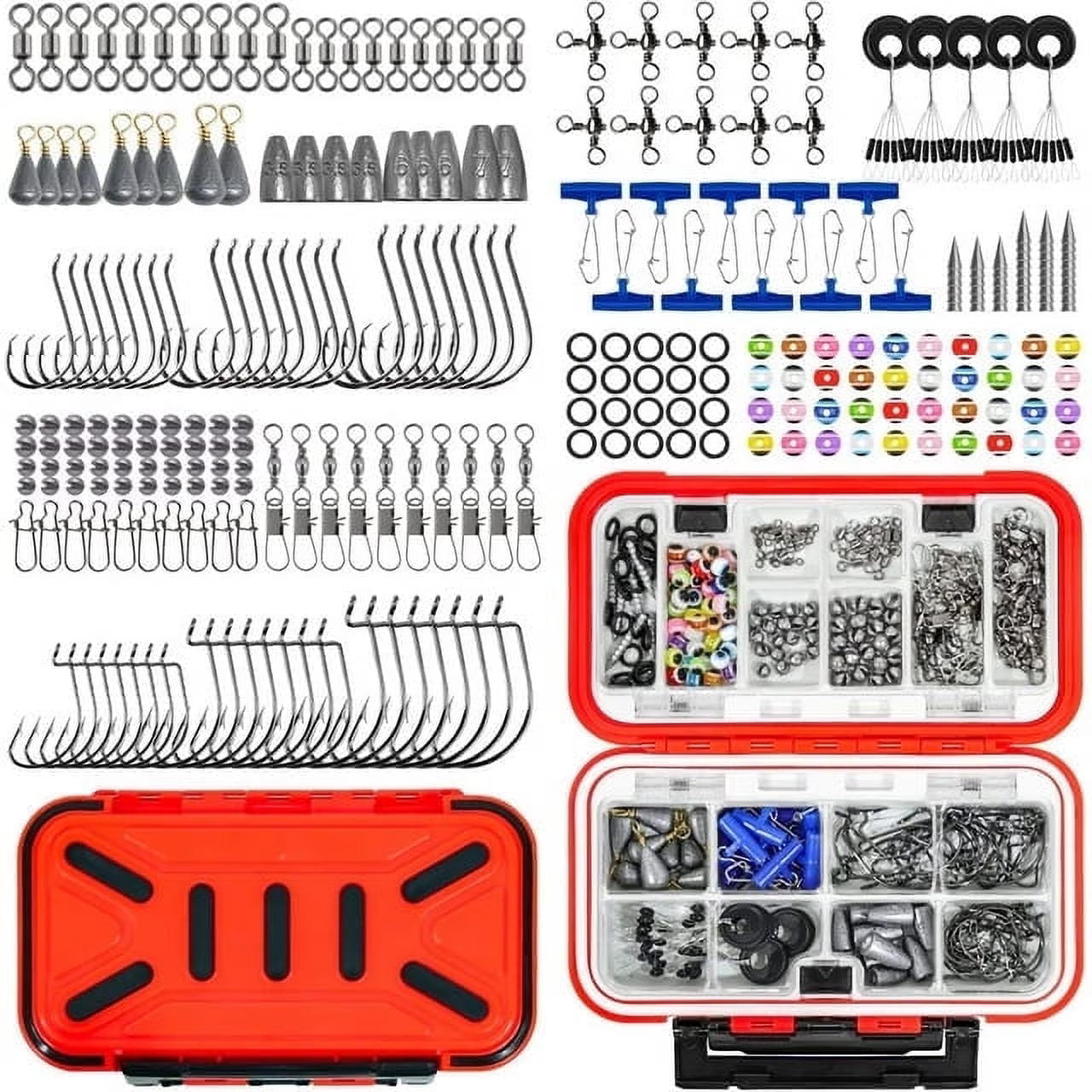 GOANDO Fishing Lures, 78pcs Fishing Gear Included Tackle Box for Bass/Saltwater/Trout/Worms, Fishing Gifts for Men